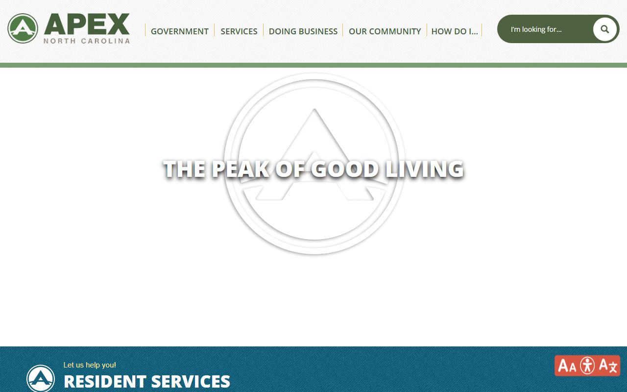 Town of Apex homepage for Apex residents directory