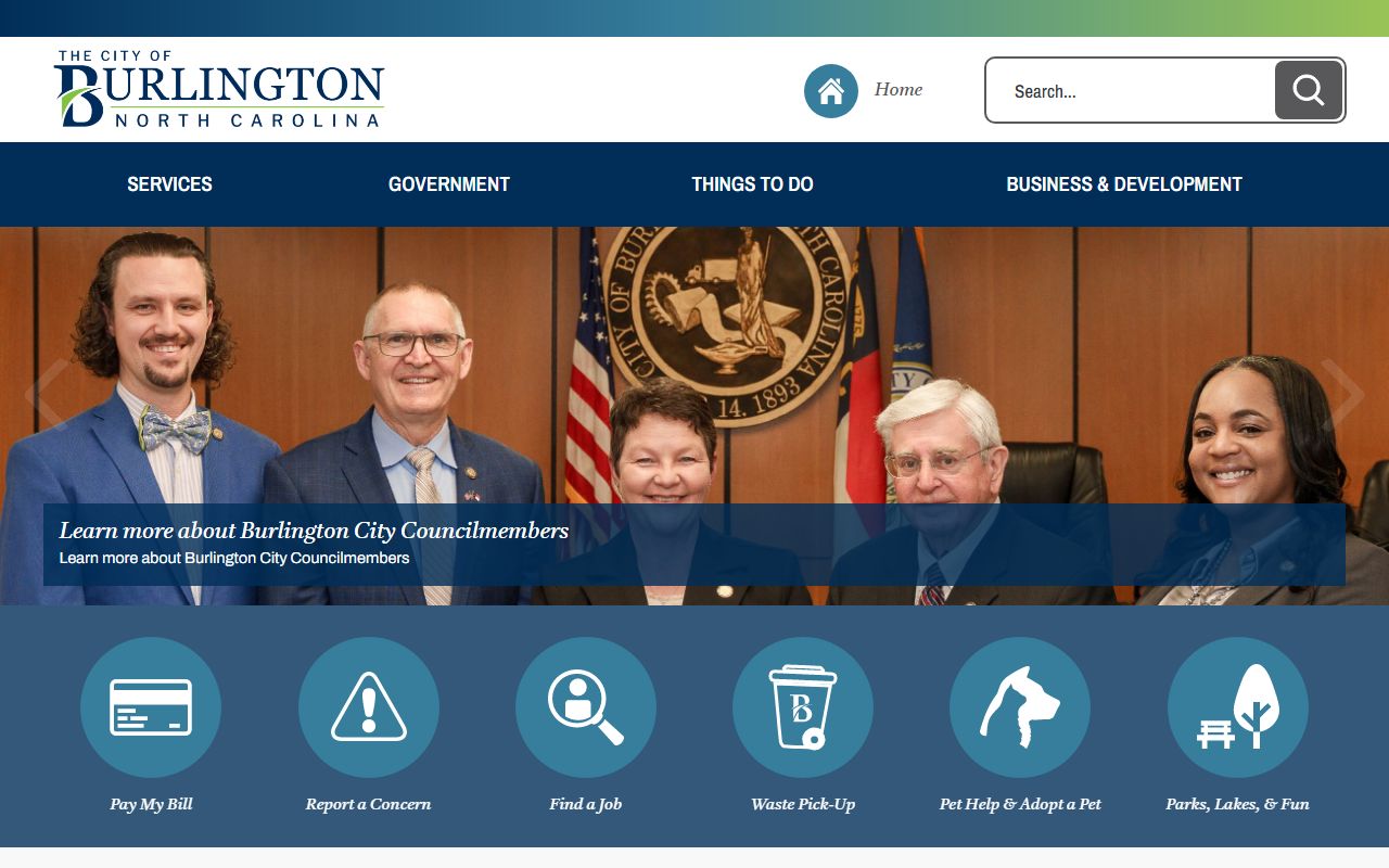 City of Burlington homepage for Burlington residents directory