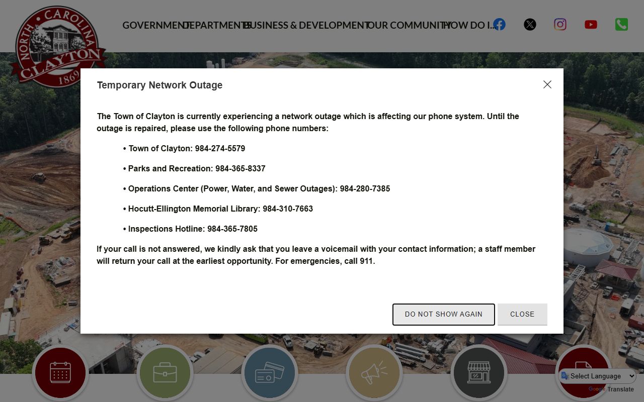 Town of Clayton homepage for Clayton residents directory