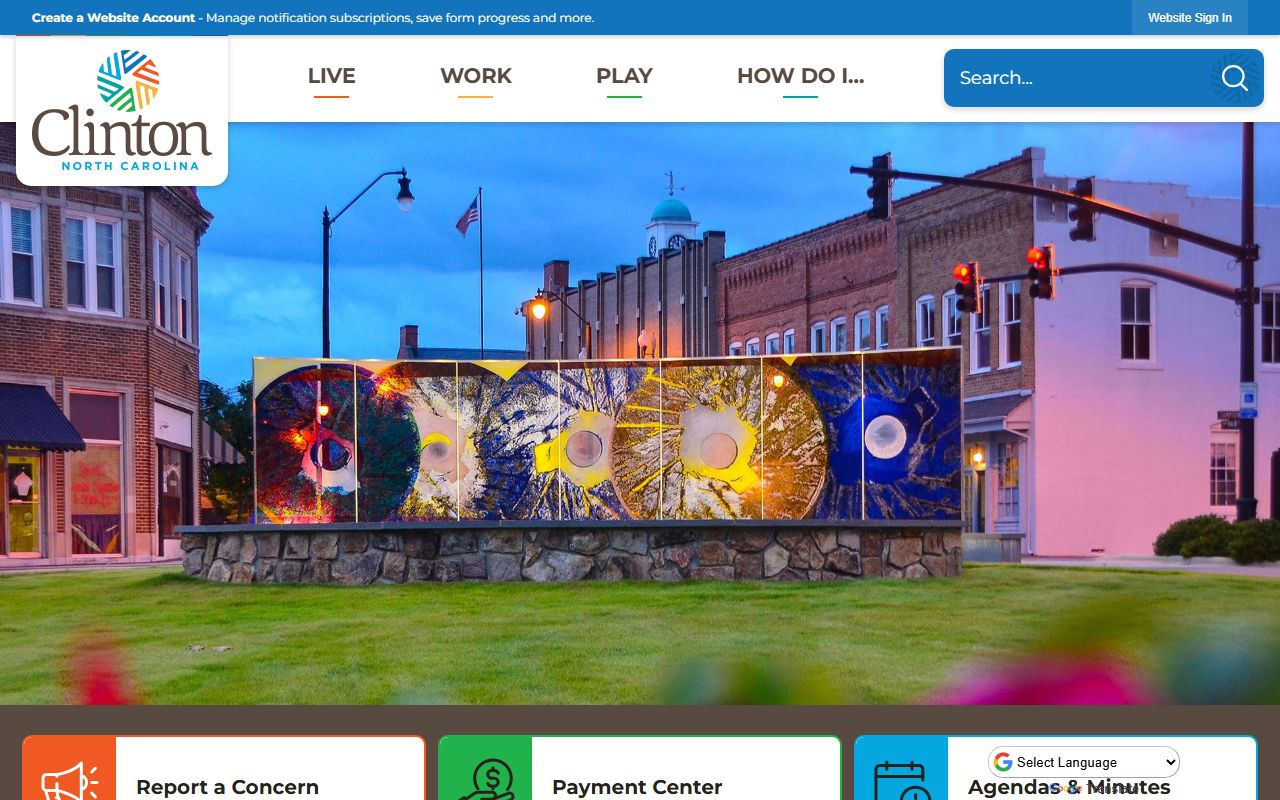 City of Clinton homepage for Clinton residents directory