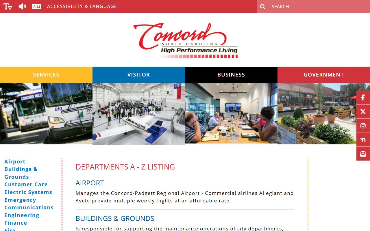 Concord Public Works page for Concord residents directory