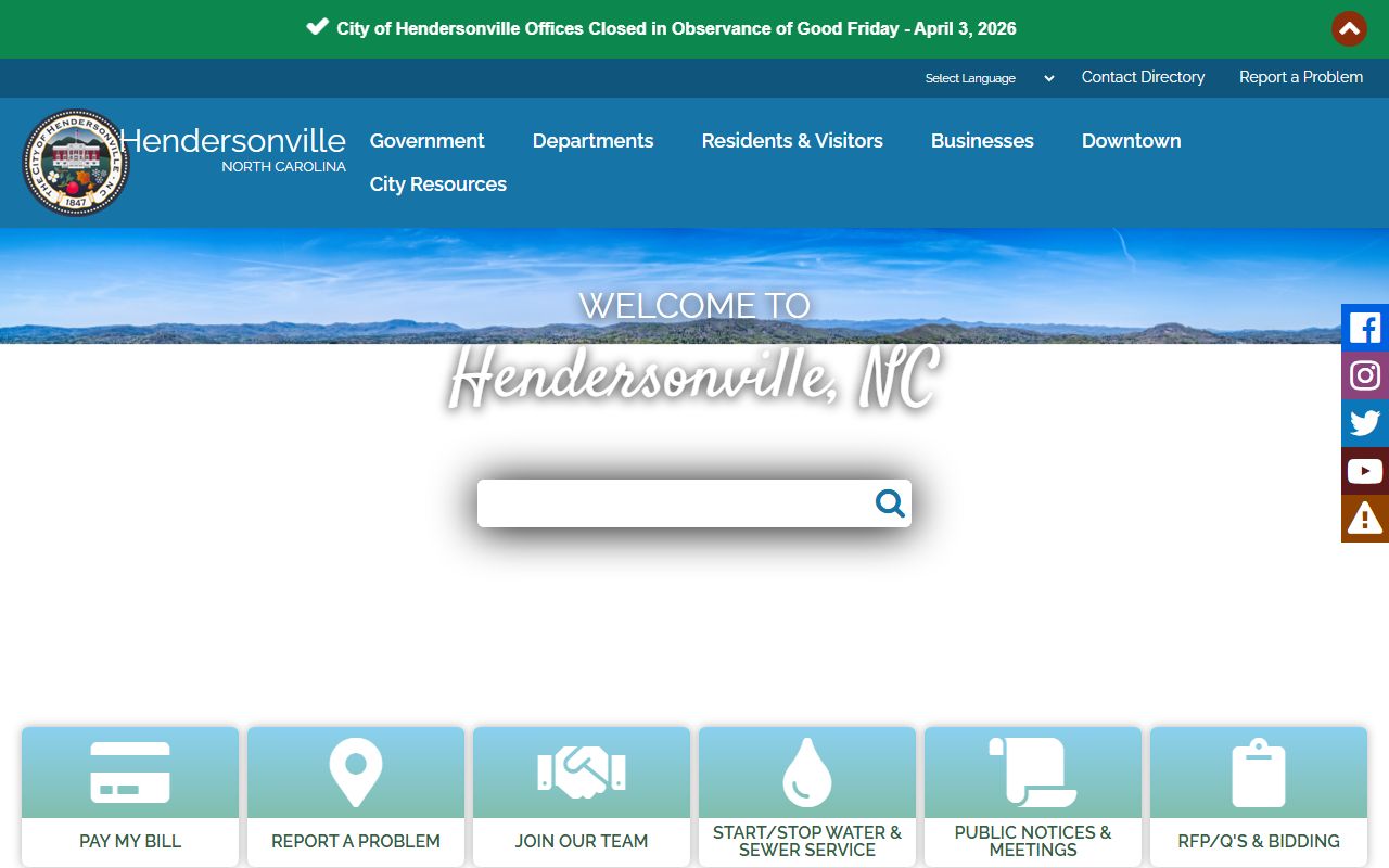 City of Hendersonville homepage for Hendersonville residents directory