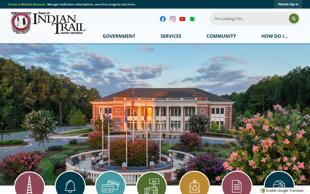 Town of Indian Trail homepage Indian Trail residents directory