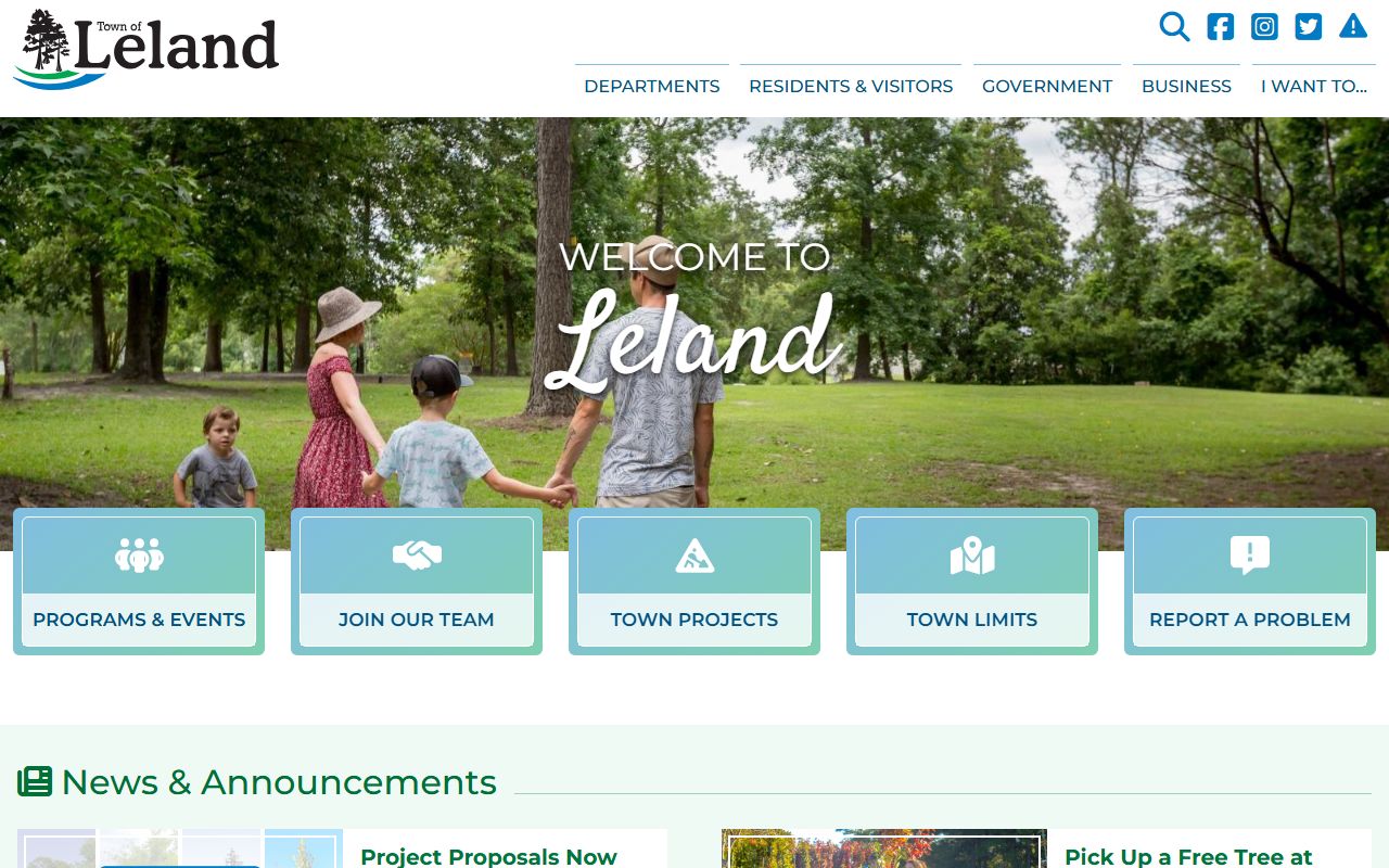 Town of Leland homepage for Leland residents directory