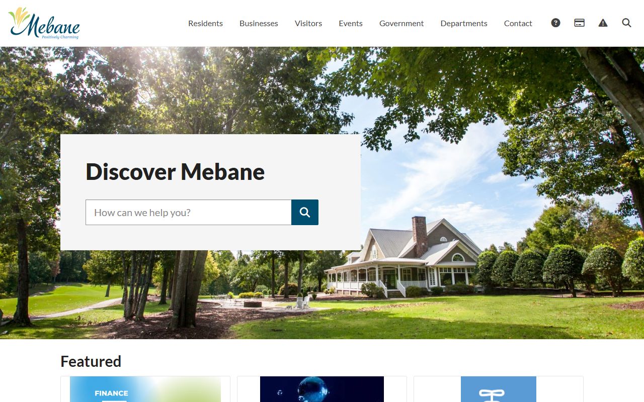 City of Mebane homepage for Mebane residents directory