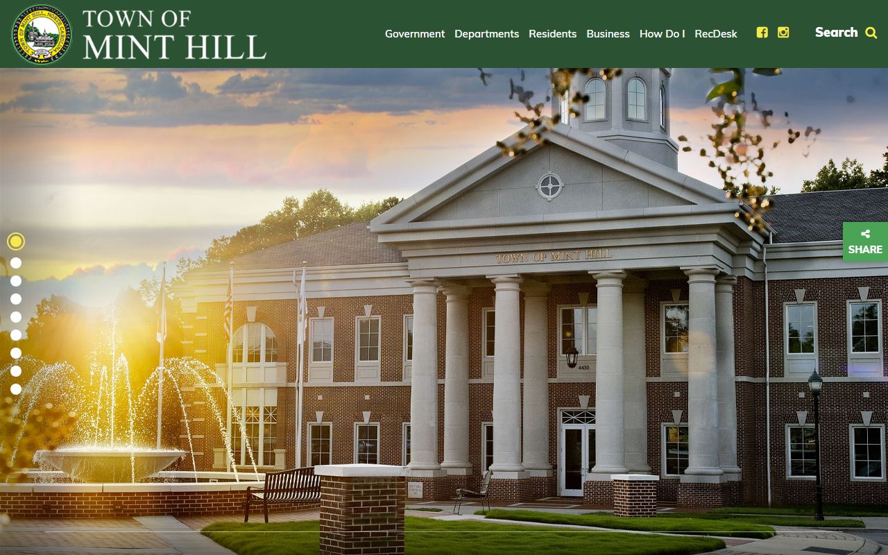 Town of Mint Hill website for Mint Hill residents directory