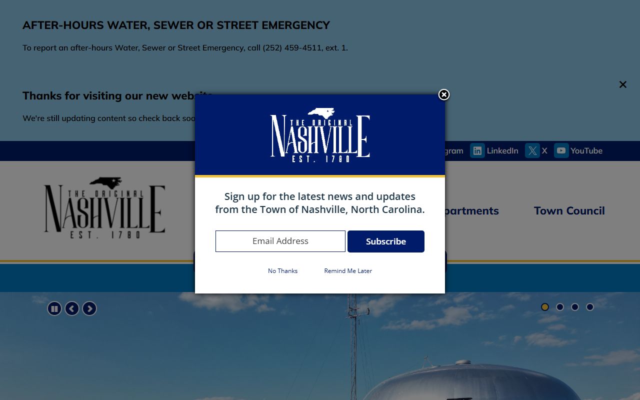 Town of Nashville homepage for Nashville residents directory