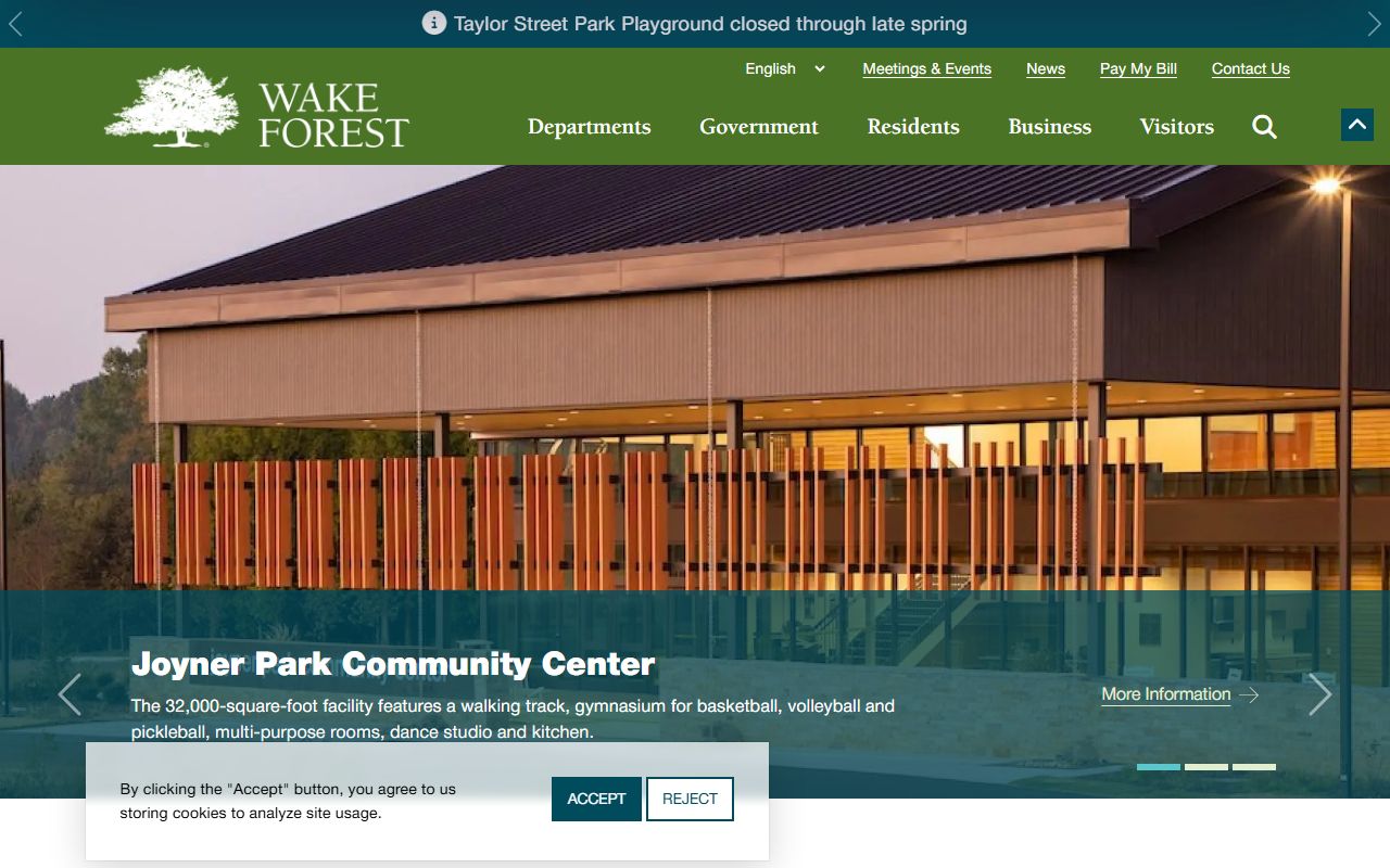 Town of Wake Forest website for Wake Forest residents directory