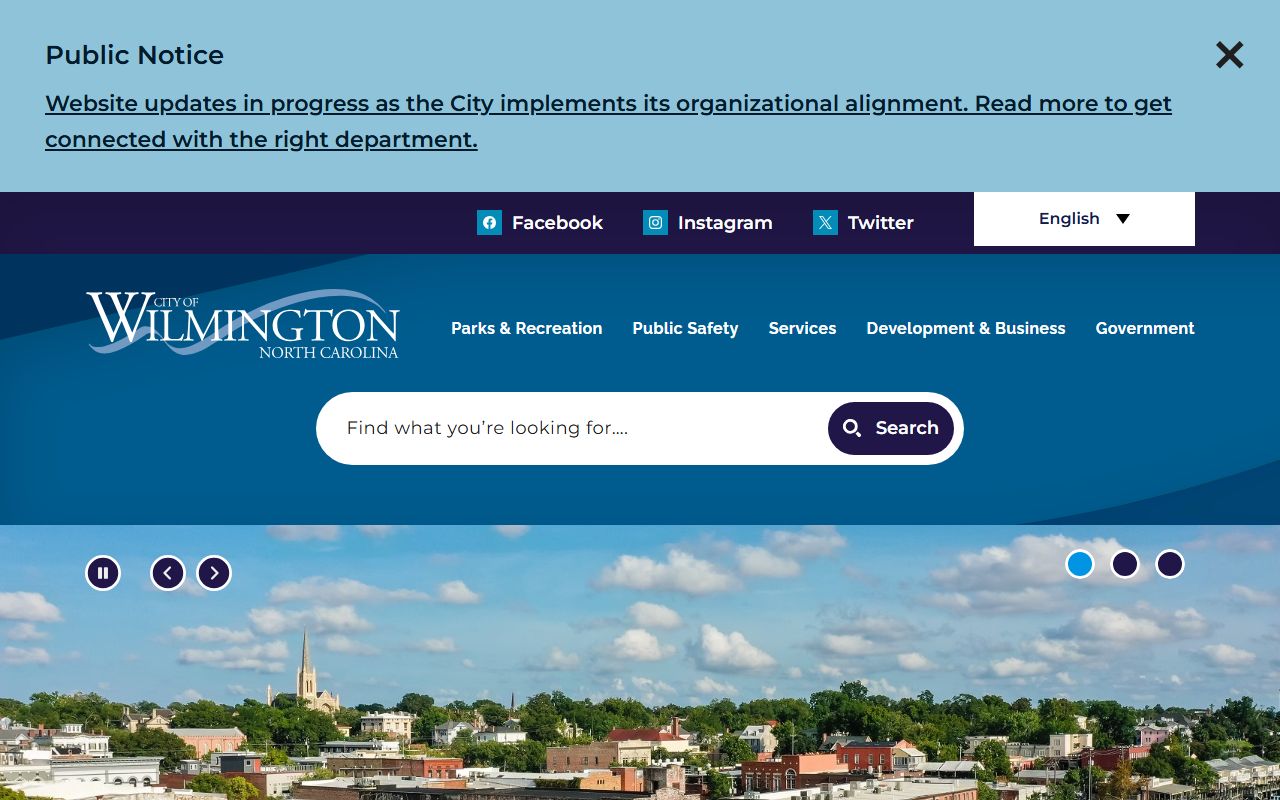 City of Wilmington homepage for Wilmington residents directory