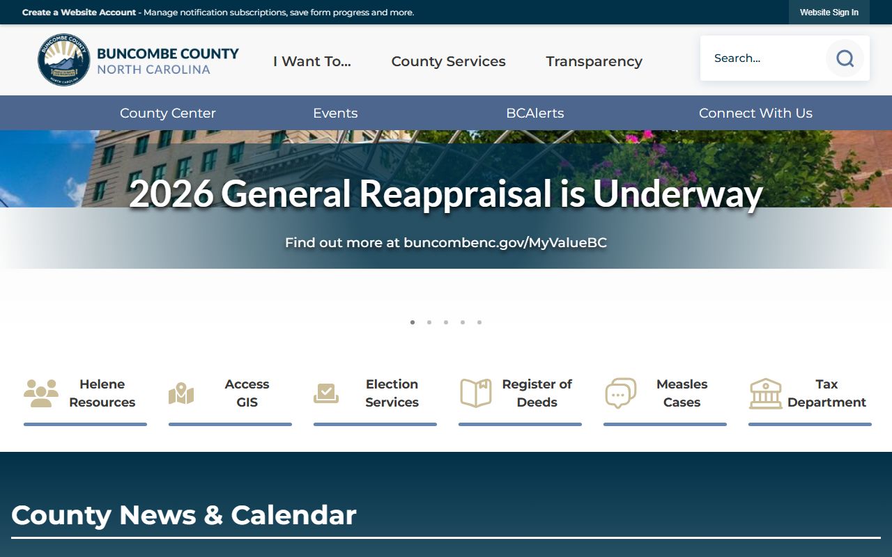 Buncombe County homepage for residents directory searches
