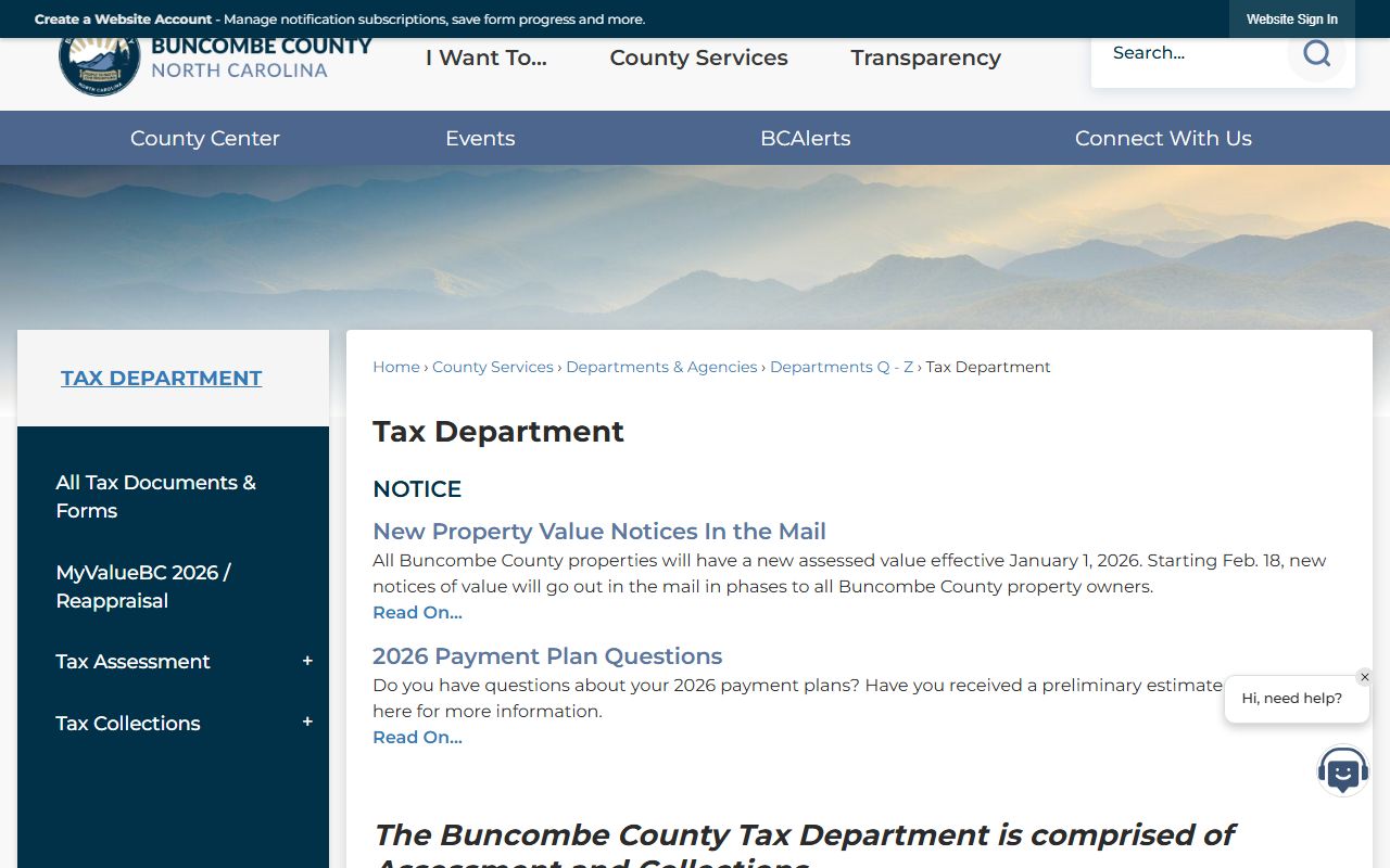 Buncombe County Tax Department for residents directory property searches