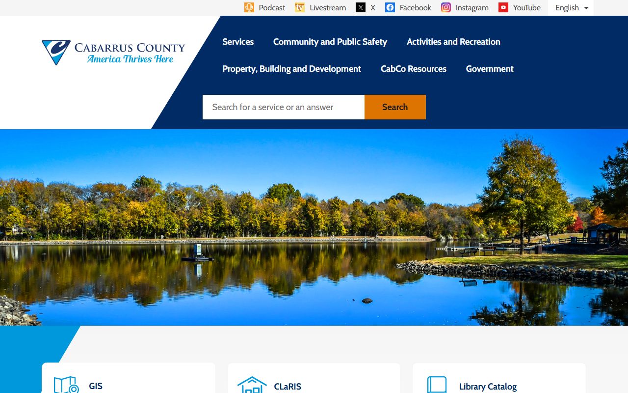 Cabarrus County homepage for residents directory searches