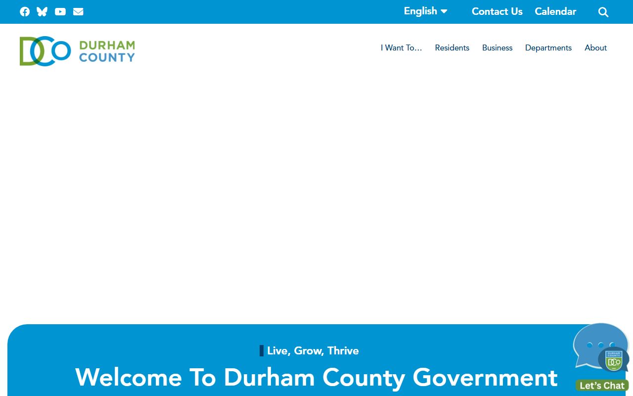 Durham County homepage for residents directory searches