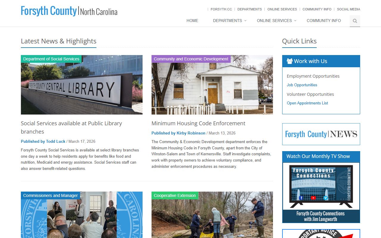 Forsyth County homepage for Forsyth County residents directory