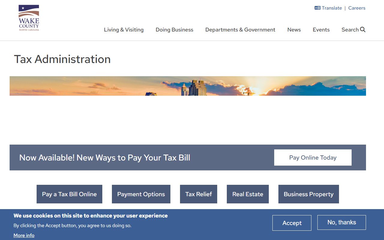Wake County Tax Administration page for Wake County residents directory