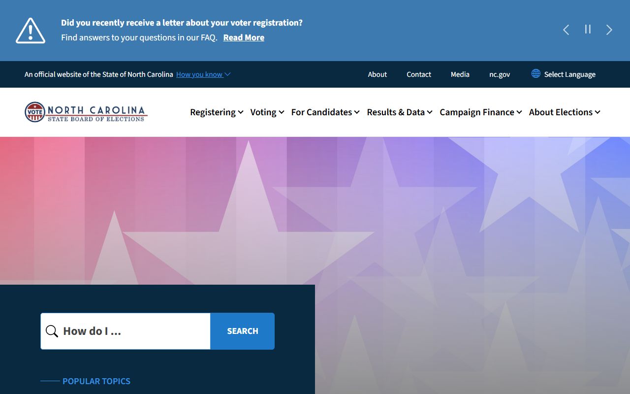 North Carolina State Board of Elections for residents directory voter search