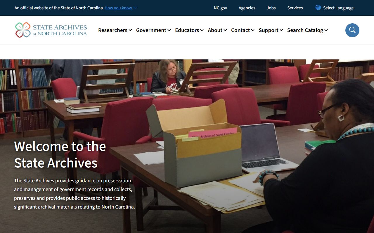 State Archives of North Carolina for residents directory historical search